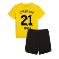 Camiseta Borussia Dortmund Donyell Malen #21 Primera Equipación para niños 2023-24 manga corta (+ pantalones cortos)